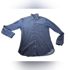 Onassis Blue Buttondown Chambray Shirt Pin Striped Interior Size M